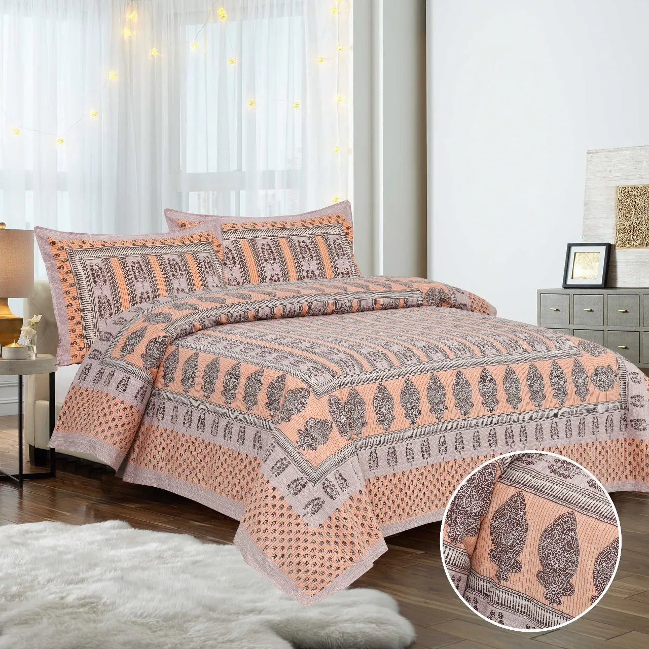 Chất lượng cao mềm cảm ứng Vua Kích thước nữ hoàng Kích thước in hỗ trợ OEM 100% bông Comforter bộ đồ giường đặt