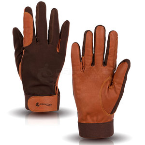 Adjustable <b>Strap</b> Full <b>Finger</b> Horse Riding Gloves Breathable Durable Leather Windproof Waterproof Hook Loop Closure Anti-Slip - Product Image 1