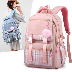Mochila rosa para niñas de escuela, mochila escolar para niños, mochilas para estudiantes a cuadros Kawaii de primaria con bolsa de almuerzo, bolsa de viaje informal - Product Image 2