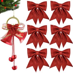 Liontin pohon Natal ikatan simpul pita Natal Glitter emas besar 2024 perlengkapan dekorasi pesta Tahun Baru Rumah - Product Image 5