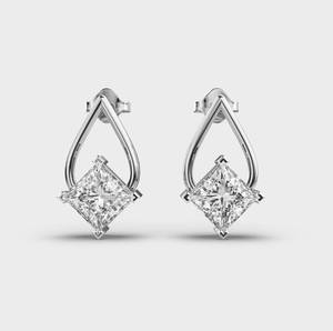 Pendientes de Diamantes Cultivados en Laboratorio con Corte Princesa, Rodio, Certificación IGI, 2.7ct, Plata de Ley 925, para Regalos de Aniversario y Fiestas - Product Image 1