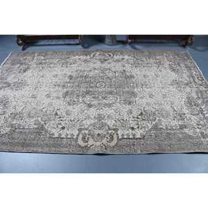 พรมตุรกีขนาดใหญ่ 5.5x8.9 ฟุต ลายจุดสีเทาวินเทจ - Product Image 3