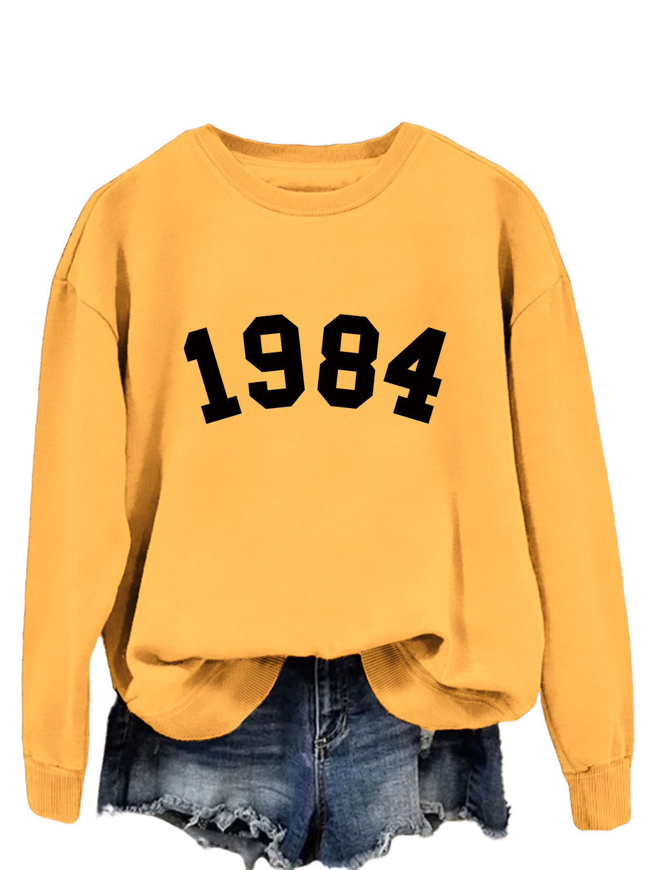 Yellow sweatshirt (black font)