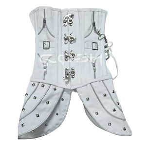 Corset blanc tendance de haute qualité avec fermetures éclair et clous décoratifs - Product Image 1