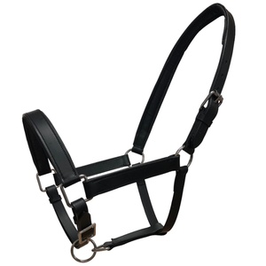 Mejor fabricante de alta calidad de cuero real Caballo Headcollar Halter Nuevo estilo occidental Competencia ecuestre Cabestros de equitación Nylon negro - Product Image 4