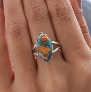 แหวนเงินแท้ 925 ประดับพลอยเทอร์ควอยซ์ธรรมชาติ ฝังแบบ Bezel ชุบโรเดียม ดีไซน์ทันสมัย รับรองโดยผู้เชี่ยวชาญ สำหรับผู้หญิง - Product Image 3