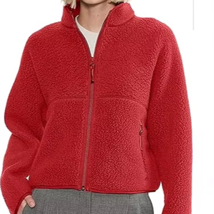 Vestes en polaire pour femmes, sweat-shirts oversize à fermeture éclair, vêtements d'hiver, manches longues, crop top en sherpa, tenues d'automne, mode - Product Image 1