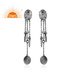 ต่างหูห้อยเงินสเตอร์ลิงออกซิไดซ์เครื่องประดับตามสั่งสำหรับเป็นของขวัญสำหรับผู้หญิง - Product Image 4