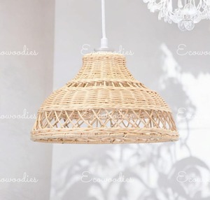 Handmade Woven Natural Bamboo Pendant Light Unique <b>Hanging</b> Chandeliers for Bedroom Home Restaurants Hotels - Product Image 1