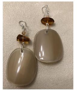 Nouvelle résine grandes boucles d'oreilles pour femmes étanche en acier inoxydable or 18 carats perle pendentif collier boucles d'oreilles en gros - Product Image 2