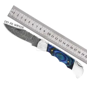 Wholesale Damascus Steel Pocket Knife DD-FK-WH926 Handmade and High-Quality Sharp Blade with Exotic Wood Handles for Outdoors