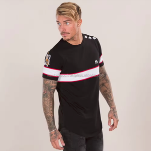 Camiseta bordada personalizada para hombre, Camiseta de algodón al por mayor para hombre en el dobladillo Curvo - Product Image 2