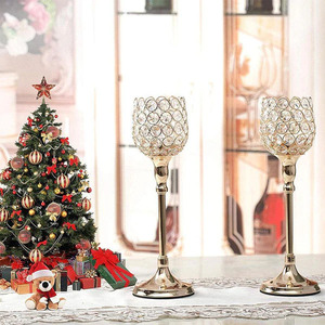 Set of Two Decorative <b>Candle</b> Holders with Crystal Detailing Glamorous Crystal Studded <b>Candle</b> Holders - Product Image 1
