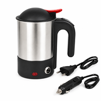 Bouilloire de voyage électrique 2-en-1 en acier inoxydable 0,5 L pour la maison et la voiture, certifiée CE GS CB ETL, pour la vente en gros