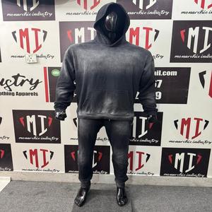 Conjunto de Sudadera con Capucha y Pantalones Jogger para Hombre, Estilo Vintage Desgastado, Oversize, de Alto Gramaje, Ropa Deportiva Urbana, OEM, Marca Privada - Product Image 1