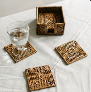 Dessous de verre à café en rotin hexagonal de conception artisanale en matériau pur - Product Image 5