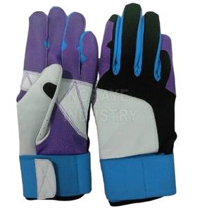 Gants de frappe de baseball professionnels en cuir pour softball, avec manchette longue, logo personnalisé, orange et bleu marine - Product Image 6