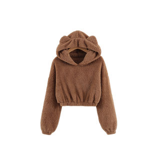 Sweat-shirt à capuche simple et à col rond patchwork pour femmes personnalisé Nouveau style tendance - Product Image 1