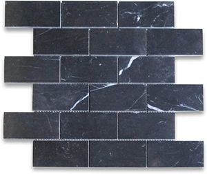 Striped Black Marble <b>Mosaic</b> Tile Polished Modern Amalfi Design 8mm Thick Water Resistant Eco-Friendly 5 Year Interior Wall - Product Image 2