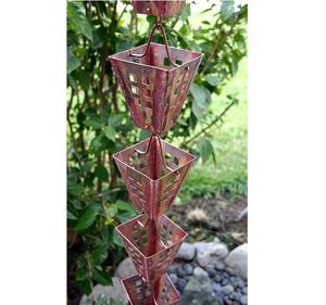 Cadena de lluvia de cobre hecha a mano de buena calidad, Metal con acabado de cobre puro, chapado en hierro para jardín, piscina, hogar, césped - Product Image 4