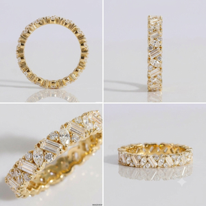 Women's 18K Yellow Gold Mixed Cut <b>Stack</b> Diamond Classic Style Lab Grown IGI Certified Engagement And Party Wear <b>Ring</b> - Product Image 5