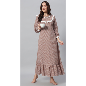 Camisón Victoriano Elegante de Encaje y Algodón para Mujer con Estampado Floral para Verano y Primavera - Product Image 1