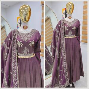 Vestido Maxi con Bordado Especial para Fiesta de Bodas, con Duppata Reversible, Antiarrugas y de Secado Rápido - Product Image 4