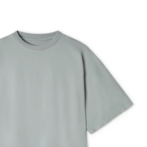 300 GSM 'Neutral Gray' Camiseta Tela pesada Cuello acanalado grueso Algodón orgánico peinado Liso Sin etiqueta - Product Image 2