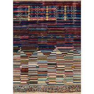 Tapis en laine noué à la main Aurora Ivory, style géométrique et abstrait bohème pour la maison, le couloir et le salon, modèle rectangulaire - Les-5046 - Product Image 1