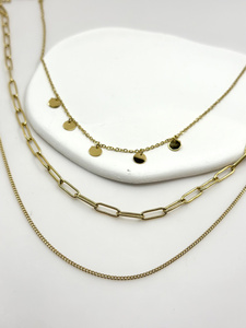 สร้อยโชคเกอร์แฟชั่นทำจากสเตนเลสสามเส้นสำหรับผู้หญิงสีน้ำเงินสดใสมีสไตล์สำหรับฤดูร้อน - Product Image 2