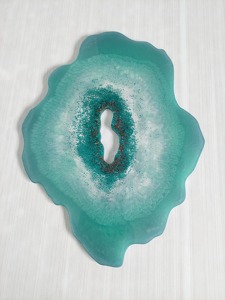 Plateau en résine bleue fait à la main avec des paillettes roses étincelantes Plateau design unique pour table basse et utilisation de stockage d'Inde - Product Image 5