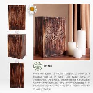 Handmade Celtic Tree of Life Brass and Wood Urn - Adult Pet Human Baby <b>Ashes</b> Cremation <b>Box</b> - Handcrafted Funeral Memorial - Product Image 6