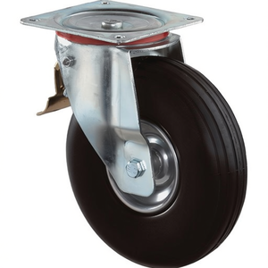 Rueda Neumática de 200 mm con Capacidad de Carga de 75 kg, Rueda Giratoria Negra BS con Placa de Montaje, Ruedas para Muebles, Neumático Neumático de Color Negro - Product Image 3