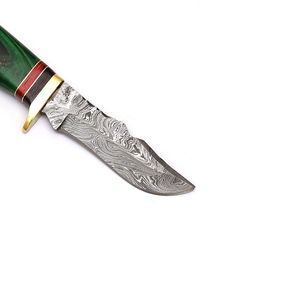 Cuchillo Skinner de Acero de Damasco Hecho a Mano Personalizado Burraq DIY OEM/ODM con Mango de Resina y Funda de Cuero, Regalo Perfecto para Acampar y Cazar - Product Image 6