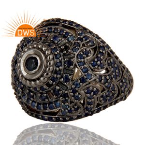 Best Quality Sterling Silver Natural Blue Sapphire Gemstone <b>Statement</b> <b>Ring</b> Custom Jewelry Manufacturer - Product Image 3