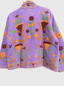 Veste matelassée à col mandarin brodée à la main avec des motifs floraux, manches longues, taille plus, vêtements de printemps pour femmes, style bohème en velours - Product Image 4