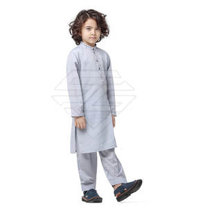 ชุดเด็กทันสมัย ซาลวาร์ คามีซ ทรงโมเดิร์น ใส่สบาย ดีไซน์หรูหรา ชุดคุर्ตา ชัลวาร์ สำหรับเด็กผู้ชาย สำหรับงานปาร์ตี้ ผ้าฝ้าย 100% ดีไซน์ปักลายที่คอ - Product Image 3