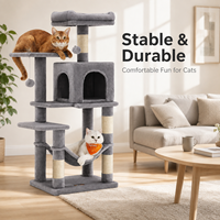 Arbre à chat moderne multi-niveaux écologique avec niche confortable, hamac et tour à gratter stable pour chats d'intérieur, emballage carton