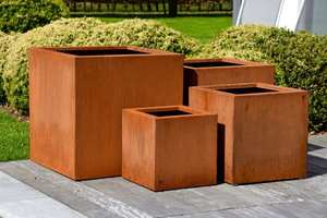 Pots de plantes en acier corten de grande taille et peu coûteux pour le jardin en extérieur - Product Image 5