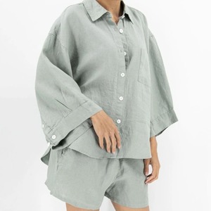 Conjunto de 2 piezas de verano informal de gran tamaño para mujer 2025 100%, conjuntos transpirables de algodón para mujer, camisa corta con estilo de alta calidad - Product Image 4