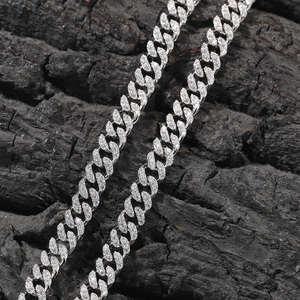 Collier cubain entièrement serti de moissanite, argent sterling 925, testé au diamant, unisexe, tendance hip-hop, bijoux de rappeur - Product Image 3