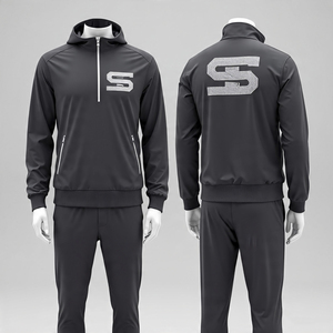 ชุดวิ่งแจ็กเก็ตซิปรูดแบบมีซิปสำหรับผู้ชายชุดวอร์มผ้าไนลอนกันลมสำหรับผู้ชายชุดวอร์มสองชิ้นจากผู้ผลิต - Product Image 3