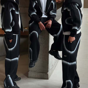 Conjunto Deportivo de Dos Piezas de Alta Calidad con Bordado Personalizado, Sudadera con Capucha y Pantalones Deportivos, Estilo Vintage Lavado para Hombre - Product Image 6