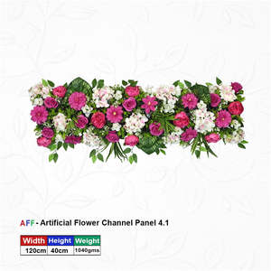 <b>Artificial</b> <b>Flower</b> Factory Vivid Magenta & White Luxe Channel Panel Raspberry Peony & Gerbera Row 120cm Grand Botanical - Product Image 1