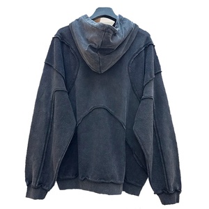 Nueva moda, proceso de diseño inverso, de color sólido Sudadera con capucha, Costura asimétrica, múltiples paneles, sudaderas góticas desgastadas Unisex - Product Image 2