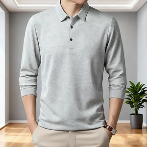 Camiseta de Manga Larga para Hombre, Transpirable, Informal, para Otoño y Primavera, Suave, Corte Regular, 100% Algodón Tejido - Product Image 3