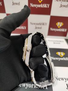 Nouveau luxe à la mode mouvement automatique deux tons couleur top qualité fait à la main VVS Moissanite diamant glacé montre pour homme femme - Product Image 4