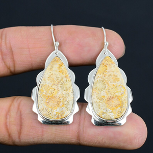 ต่างหูพลอยปะการังเงินสเตอร์ลิง925ต่างหูแบบฝรั่งเศสต่างหูแบบห้อยต่างหูเงินสำหรับผู้หญิงและเด็กผู้หญิงขายส่ง - Product Image 1