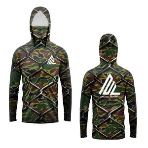 Camisa con capucha de pesca a prueba de viento transpirable de manga larga UPF 50 personalizada para hombres con protección UV Sudadera con capucha de secado rápido - Product Image 4