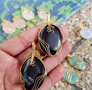 Colgante ovalado de amazonita natural con collar de cristal curativo envuelto en alambre hecho a mano joyería de piedras preciosas envueltas en alambre personalizado - Product Image 5